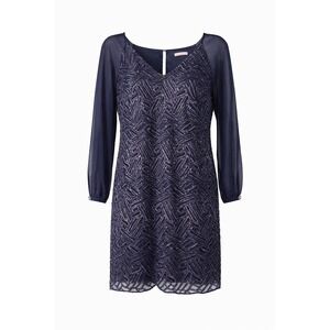 Lilly Pulitzer Carleigh Tunic Dress 2 Navy Geo Lace Metallic Sheer Sleeve